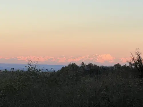 Pink dusk across the Piedmont hills