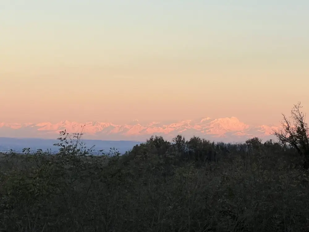 Pink dusk across the Piedmont hills
