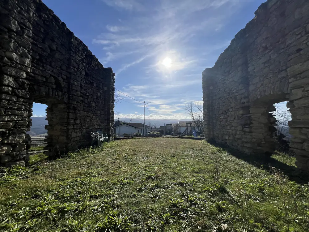 A medieval stone ruin in the hills