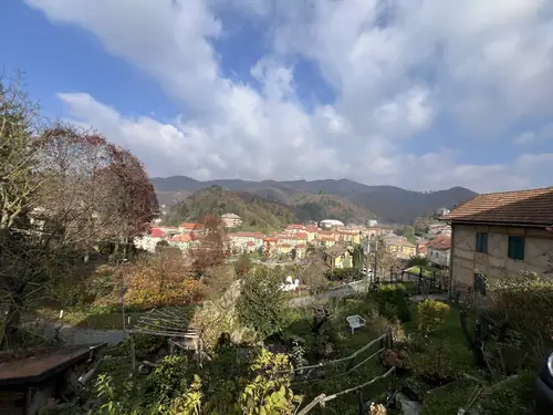 A village nestled in the green hills