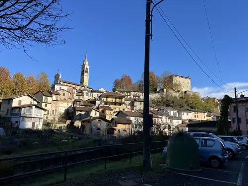 A historic hill town with its bell tower