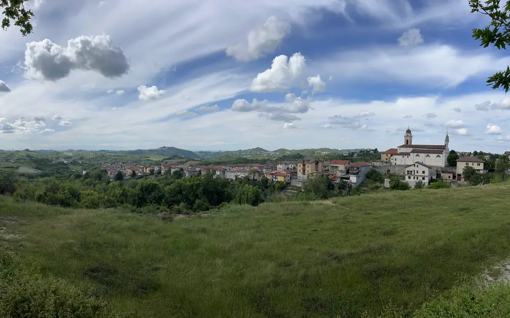 Late light over a hilltop town